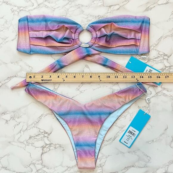 Beach Bunny  Lover Bandeau Top & Tango Bottom - Dawn Ombre $218 - Picture 11 of 12